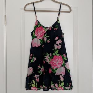 Abercrombie navy blue, pink floral short dress